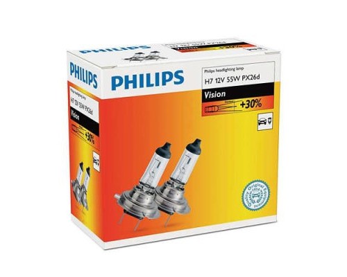 Автолампа Philips H7 Vision, 3200K, 2шт (12972PRC2)