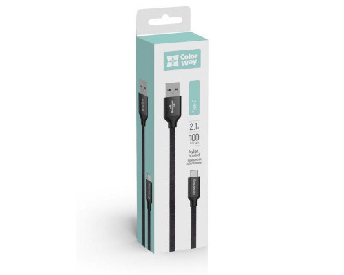 Дата кабель USB 2.0 AM to Type-C 1.0m 2.1А black ColorWay (CW-CBUC003-BK)