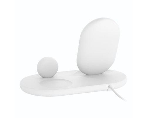 Зарядний пристрій Belkin 3-in-1 Wireless Pad/Stand/Apple Watch, white (WIZ001VFWH)
