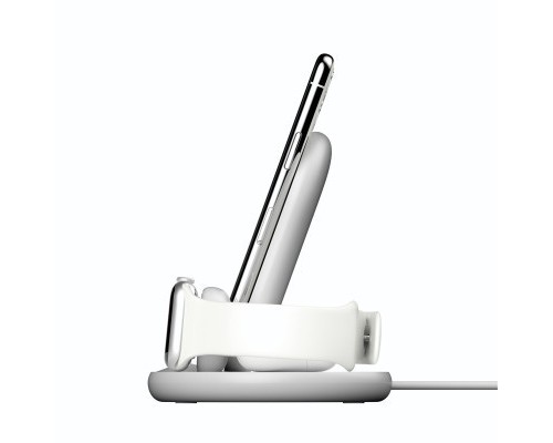 Зарядний пристрій Belkin 3-in-1 Wireless Pad/Stand/Apple Watch, white (WIZ001VFWH)