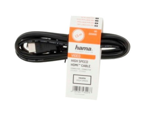 Кабель мультимедійний HDMI to HDMI 1.5m Black Hama (00205000)