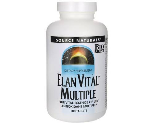Мультивітамін Source Naturals Мультивітаміни, Elan Vital Multiple, 180 таблеток (SN0061)