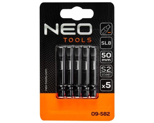 Набір біт Neo Tools ударних S2, 50 мм, SL8-5 шт. (09-582)