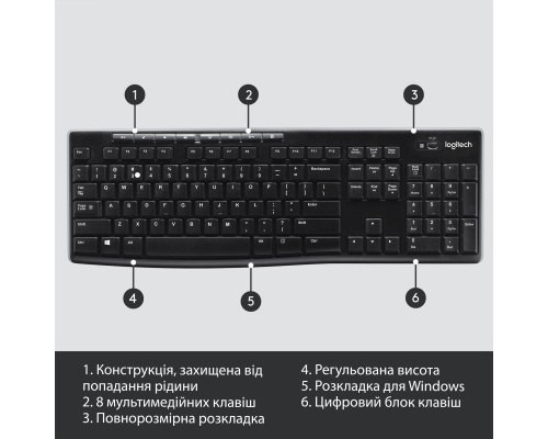 Клавіатура Logitech K270 Wireless UA Black (920-003738)