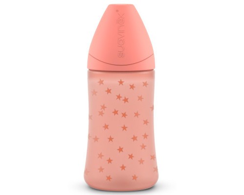 Пляшечка для годування Suavinex Basics 270 мл, 2шт. 3-позиційна соска, рожева (307608/2)