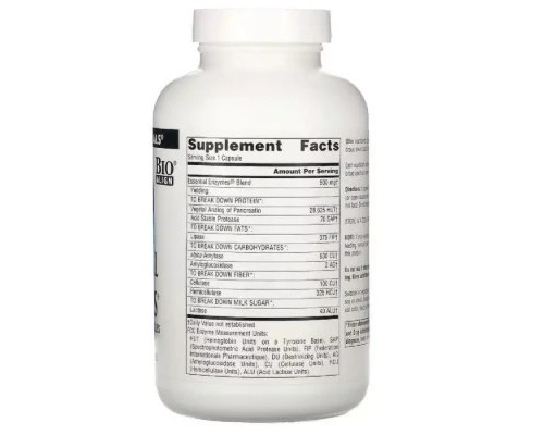 Пробіотики Source Naturals Ефірні Ензими, 500 мг, Daily Essential Enzymes, 120 вегетаріанських до (SN1302)