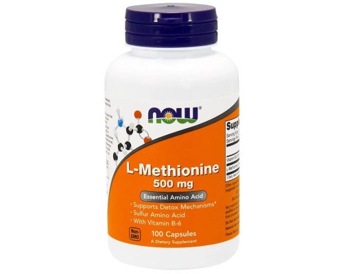 Амінокислота Now Foods L-Метіонін, L-Methionine, 500 мг, 100 капсул (NF0117)