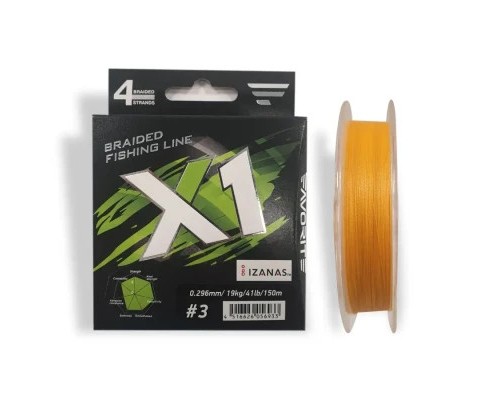 Шнур Favorite X1 PE 4x 150m 3.0/0.296mm 41lb/19.0kg Orange (1693.11.25)