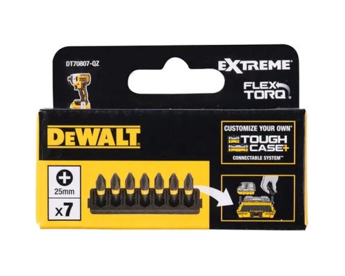 Набір біт DeWALT в касеті для Tough Case, FlexTorq, L = 25 мм, Рh2, 7 шт (DT70807)