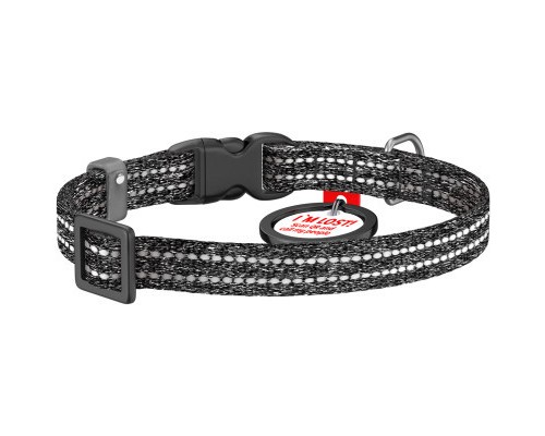 Нашийник для тварин WAUDOG Re-cotton з QR паспортом для котів та дрібних порід собак XS сірий (164011)