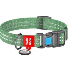 Нашийник для тварин WAUDOG Re-cotton з QR паспортом світловідбивний Ш 20 мм Д 28-40 см зелений (028818)