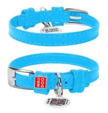 Нашийник для тварин WAUDOG Glamour з QR паспортом без прикрас M Ш 25 мм блакитний (33042)