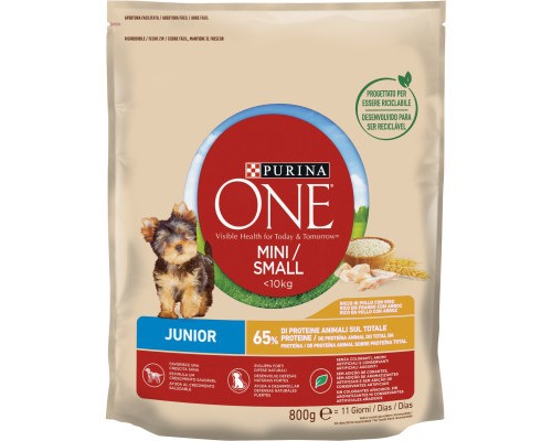 Сухий корм для собак Purina One Mini Junior з куркою та рисом 800 г (7613035027022)