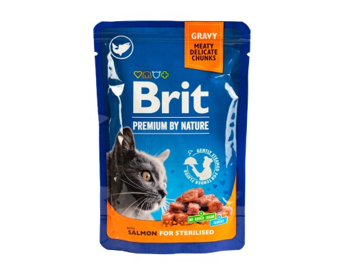Вологий корм для кішок Brit Premium з лососем для стерилізованих 100 г (8595602548460) Вологий корм для кішок Brit Premium з лососем для стерилізованих 100 г (8595602548460)