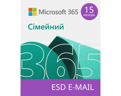 Офісний додаток Microsoft 365 Family 32/64 AllLngSub PKLic 15 місяців Online CEE Конверт (6GQ-01404-ESD)