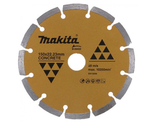 Круг відрізний Makita алмазний по бетону сегмент золот. 150*22,23 мм (B-06432)