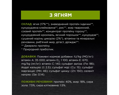 Сухий корм для кішок Purina Pro Plan Delicate Lamb зі смаком ягняти 10 кг (7613035846944)