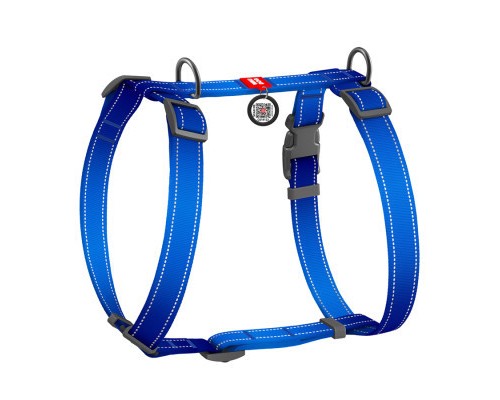Шлея для собак WAUDOG Nylon Mono з QR-паспортом, пластиковий фастекс М синя (527212)
