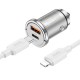 Зарядний пристрій HOCO NZ10 Handy USB-A/Type-C Silver (6942007601832)
