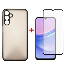 Чохол до мобільного телефона Dengos Kit for Samsung Galaxy A15 case + glass (Black) (DG-KM-69)