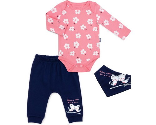 Набір дитячого одягу Miniworld з квіточками (16378-62G-pink)