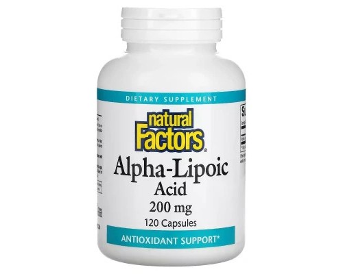 Вітамінно-мінеральний комплекс Natural Factors Альфа-ліпоєва кислота, 200 мг, Alpha-Lipoic Acid, 120 капсул (NFS-02099)