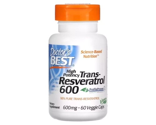 Антиоксидант Doctor's Best Ресвератрол, 600 мг, High Potency Trans-Resveratrol 600, 60 вегетаріанські (DRB-00416) 