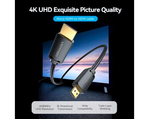 Кабель мультимедійний HDMI to Micro HDMI 1.5m V2.0 4K 60Hz 18Gbps HDR Dolby Vention (AGIBG)