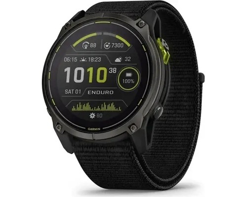Смарт-годинник Garmin Enduro 3, Crbn Gry DLC Ti w/Blk Sport Loop Band, GPS (010-02751-01)