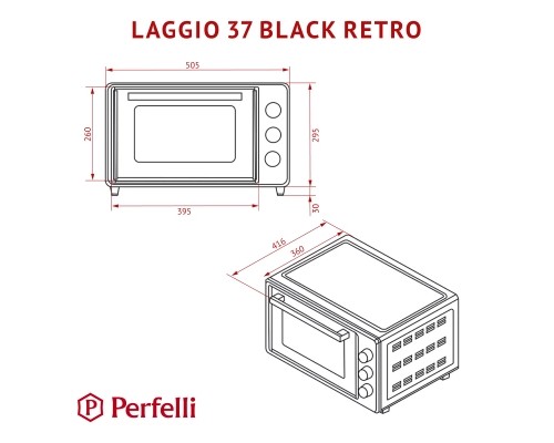 Електропіч Perfelli LAGGIO 37 BLACK RETRO