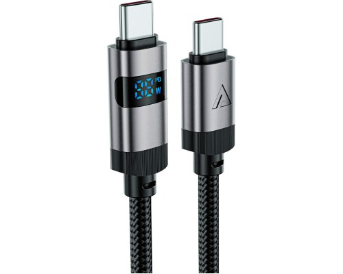 Дата кабель USB-C to USB-C 1.2m 60W digital display C15-03 Black Acefast (6974316283720)