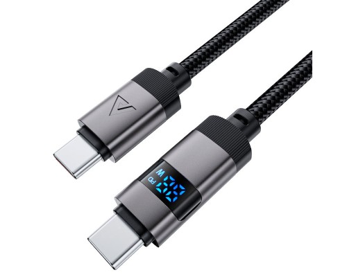 Дата кабель USB-C to USB-C 1.2m 60W digital display C15-03 Black Acefast (6974316283720)