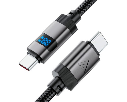 Дата кабель USB-C to USB-C 1.2m 60W digital display C15-03 Black Acefast (6974316283720)