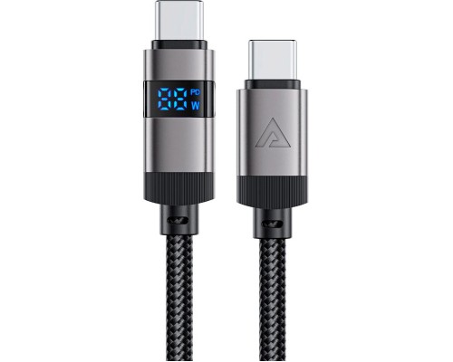 Дата кабель USB-C to USB-C 1.2m 60W digital display C15-03 Black Acefast (6974316283720)