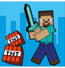 Картина по номерам Santi Майнкрафт. Стів та алмазний меч 25х25 см LED підсвітка (954927)