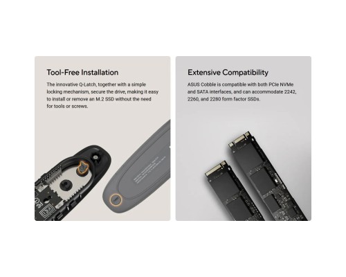 Кишеня зовнішня ASUS SSD PCIe NVMe M.2 2230/2242/2260/2280 USB Type-C 3.2 Gen 2x1 black (90DD02R0-M09000)