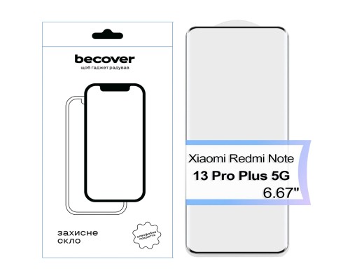 Скло захисне BeCover EDGE Xiaomi Redmi Note 13 Pro Plus 5G Black (713579)