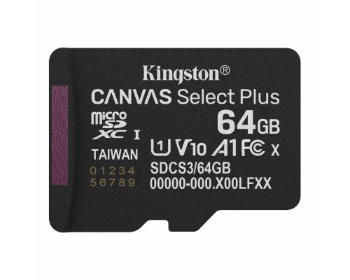 Карта пам'яті Kingston 64GB microSDXC class 10 UHS-I V10 A1 Canvas Select Plus (SDCS3/64GBSP) Карта пам'яті Kingston 64GB microSDXC class 10 UHS-I V10 A1 Canvas Select Plus (SDCS3/64GBSP)