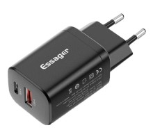 Зарядний пристрій Essager 1xUSB + 1xUSB-C PD30W black (ECTPQS-ZTB01)