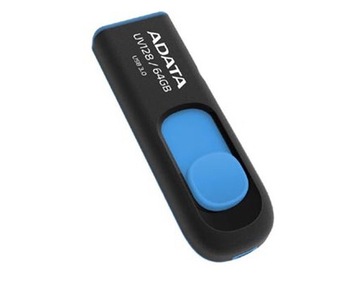 USB флеш накопичувач ADATA 64Gb UV128 black-blue USB 3.0 (AUV128-64G-RBE) 
