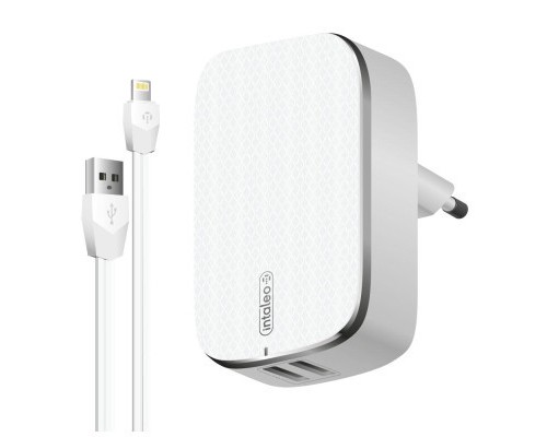 Зарядний пристрій Intaleo TCG242 (2USB2,4A) + Lightning cable white (1283126477454)