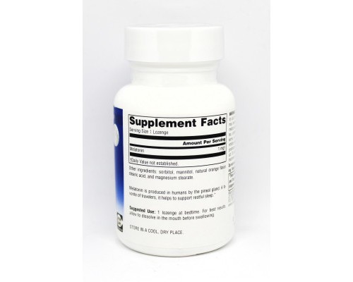 Амінокислота Source Naturals Мелатонін 1 мг, Смак Апельсину, Sleep Science, 100 таблеток (SNS-00706) 