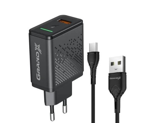 Зарядний пристрій Grand-X Fast Charge 3-в-1 QC3.0, FCP, AFC, 18W + cable TypeC (CH-650T)
