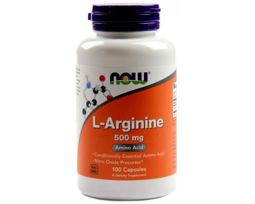 Амінокислота Now Foods L-Аргінін, L-Arginine, 500 мг, 100 капсул (NOW-00030) 