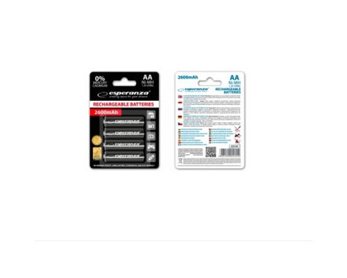 Акумулятор Esperanza AA 2600mAh Ni-MH * 4 mix of colors (EZA106) 