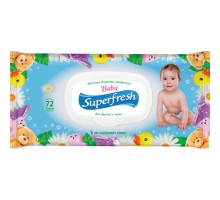 Дитячі вологі серветки Superfresh Baby chamomile з клапаном 72 шт (4820048488044)