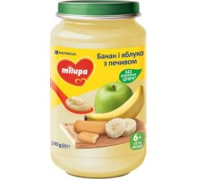 Дитяче пюре Milupa фруктового Банан, яблуко з печивом з 6 місяців 190 г (5900852051456)