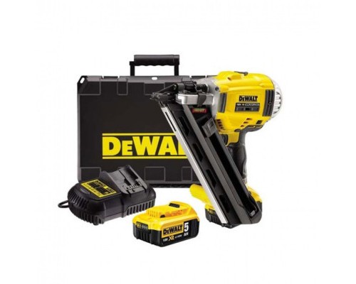Цвяхозабивач DeWALT 18V, 2x5Ah, діаметр/довжина цвяха 3.3/90 мм, кейс (DCN692P2)