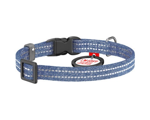Нашийник для тварин WAUDOG Re-cotton з QR паспортом для котів та дрібних порід собак XS синій (164012)