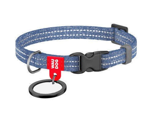 Нашийник для тварин WAUDOG Re-cotton з QR паспортом для котів та дрібних порід собак XS синій (164012)